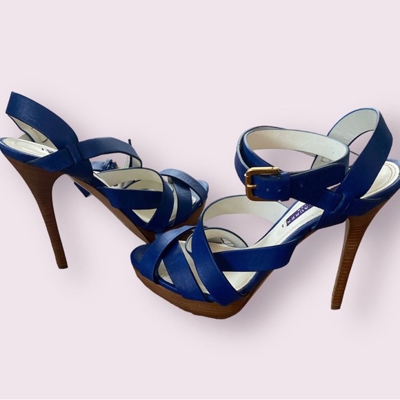Vintage Ralph Lauren Collection Purple Label Sapphire Stiletto Heels - Picture 7 of 10